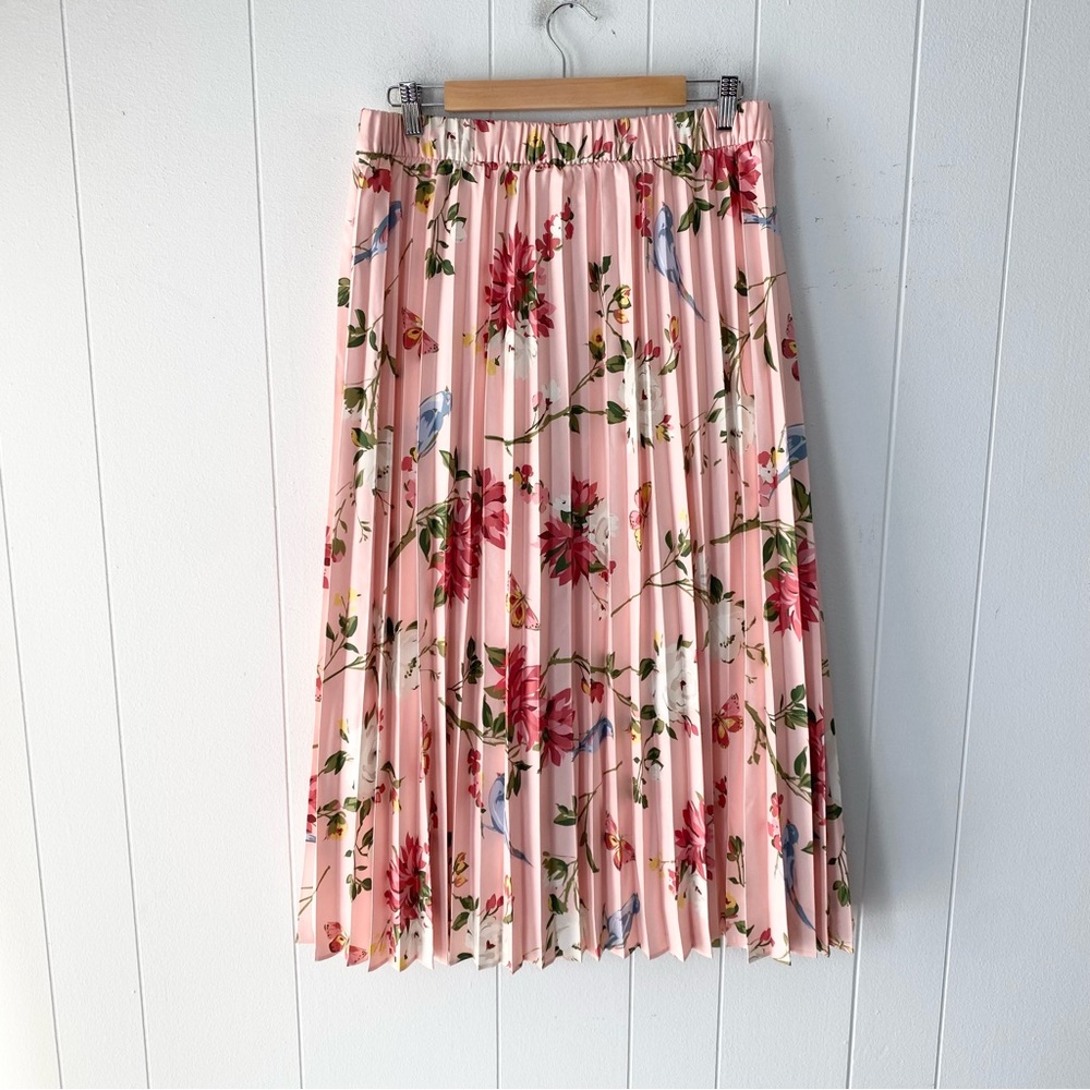 Spartina 449 Pink Floral Pleated Midi Skirt - Picture 3 of 11